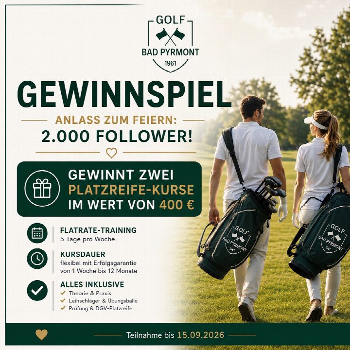 🎉 GEWINNSPIEL – 2.000 Follower! 🎉 Wir sagen DANKE für 2.000 Follower und verlosen zwei Platzreife-Kurse im Gesamtwert…