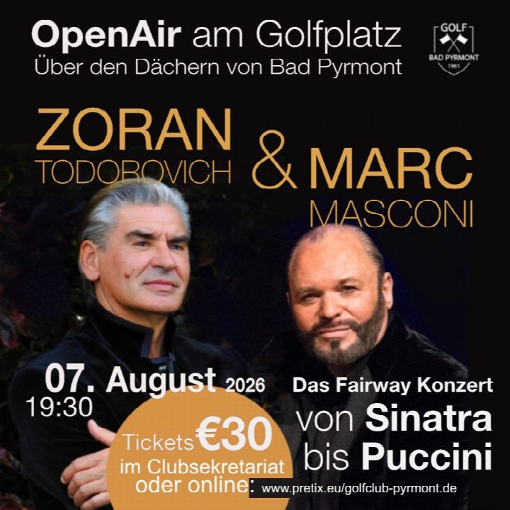 Einlass ab 18:00, bei Bedarf kostenloses Golfcart-Shuttle vom Parkplatz, vor der Veranstaltung und in der Pause steht…